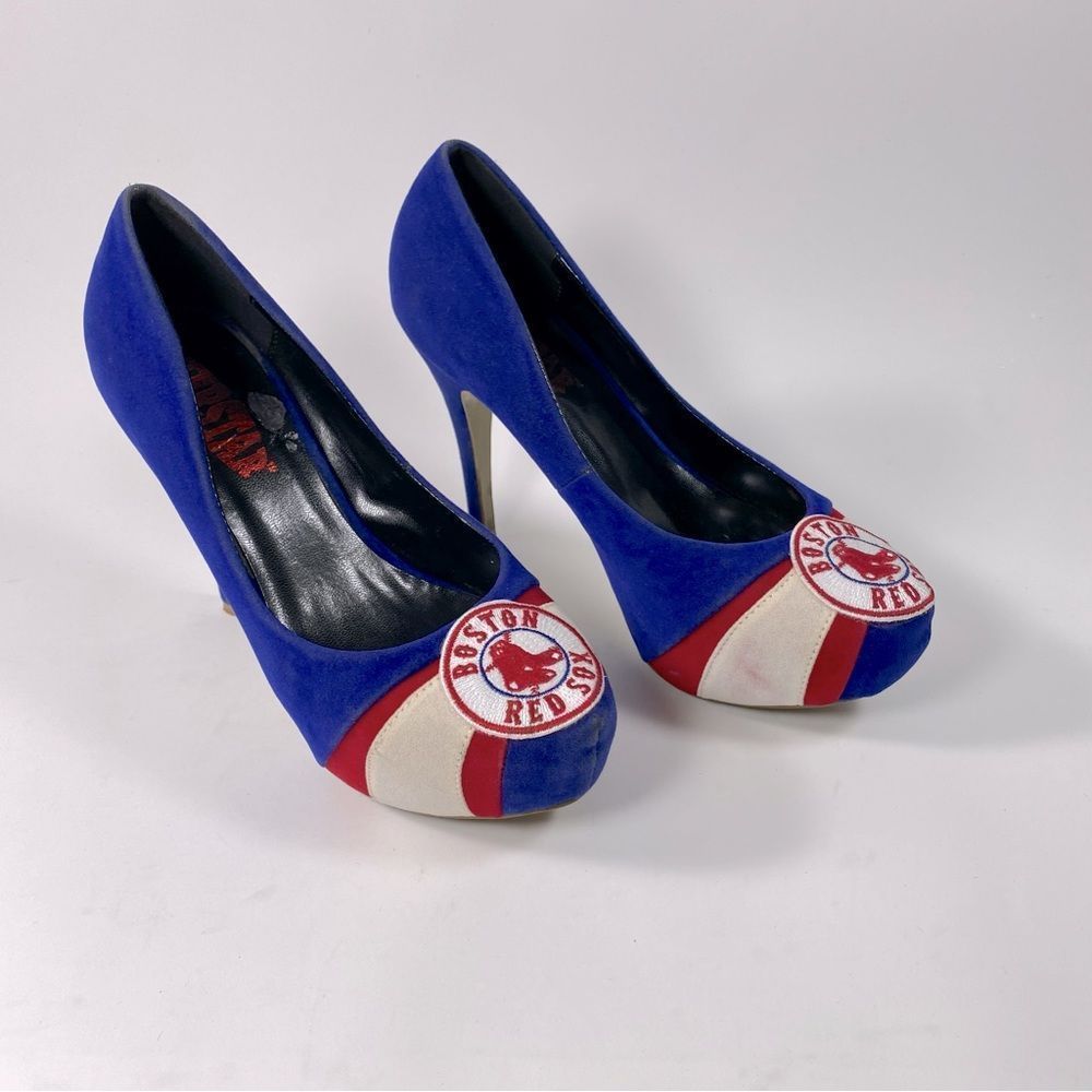 HerStar Boston Red Sox Suede High Heels Color Blue/Red/White SZ 7